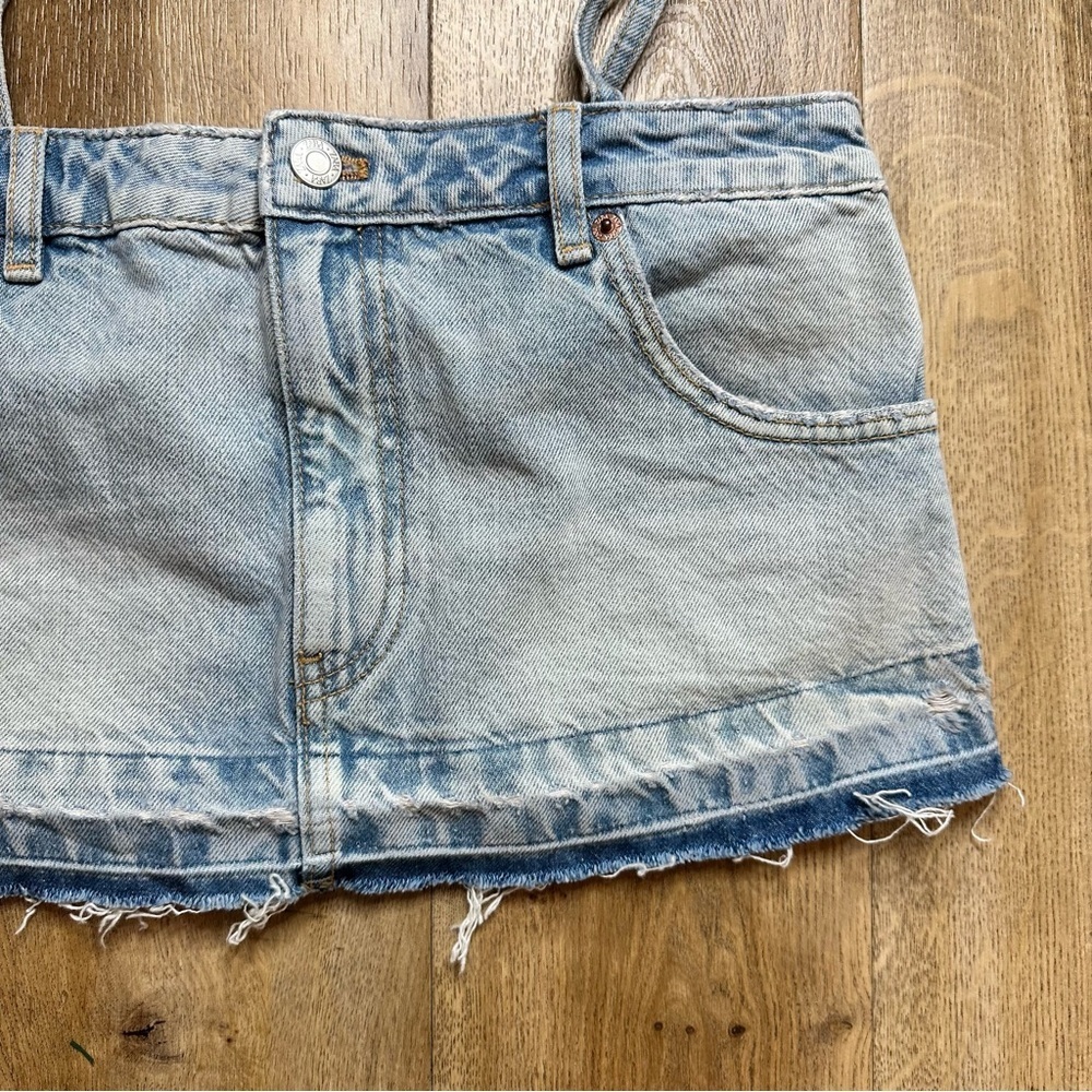 ZARA Denim Skirt Effect Crop Top Size XSmall - Picture 5 of 12